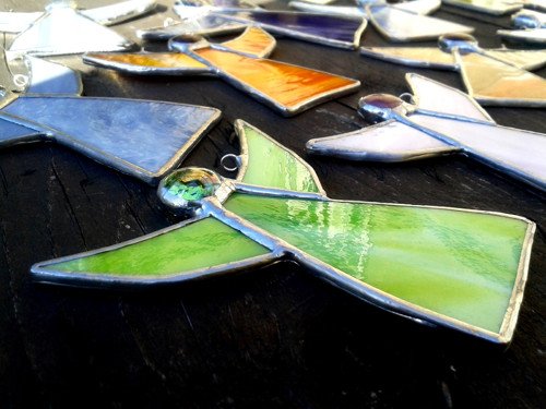 Anděl - skleněná vitráž, dekorace (marha-art.cz) 